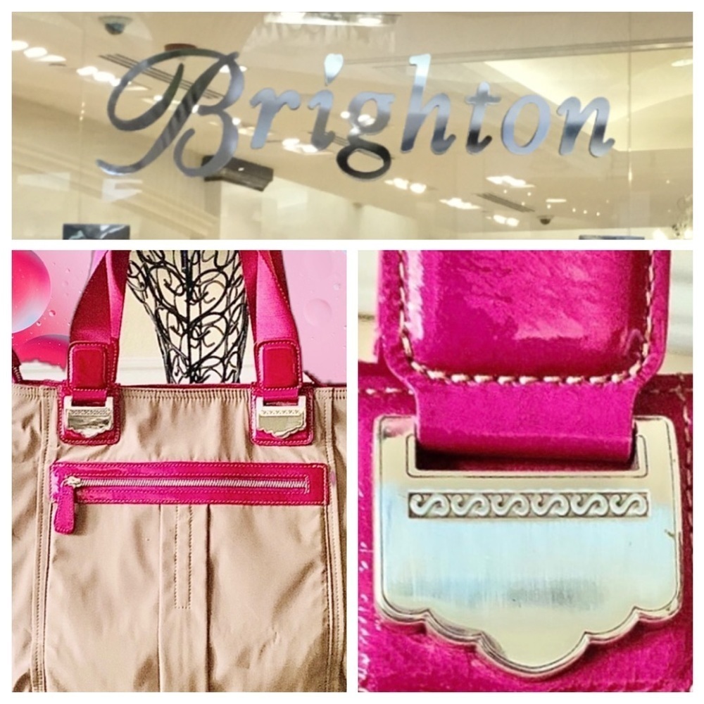 Brighton Khaki and Pink Tote Bag